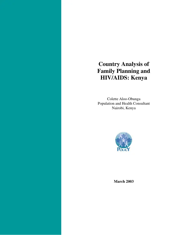 Country analysis of family planning and HIV/AIDS : Kenya