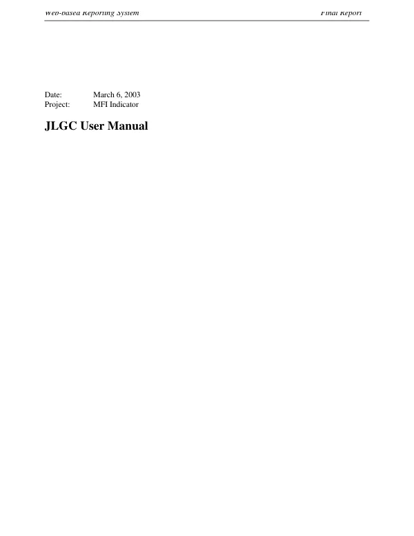 Web-based reporting system : JLGC [Jordan Loan Guarantee Corporation] user manual