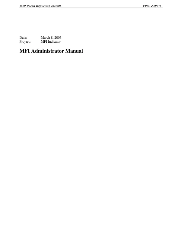 Web-based reporting system : MFI [microfinance institutions] administrator manual