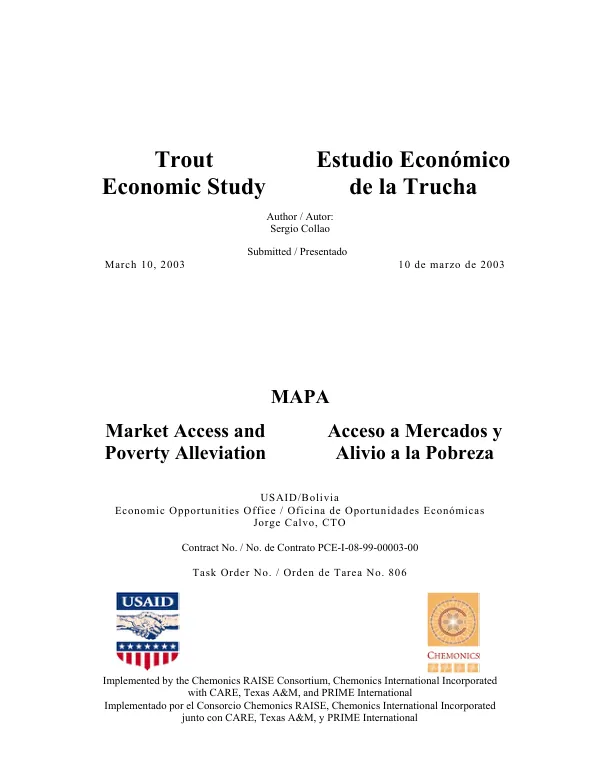 Trout economic study = estudio economico de al trucha