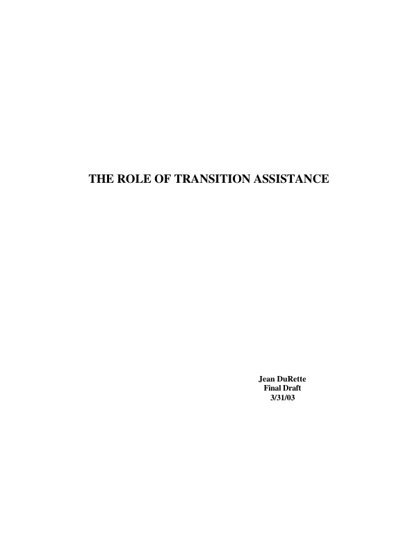 The role of transition assistance