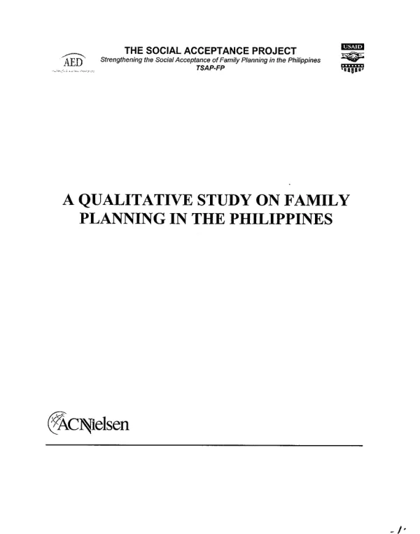 Qualitative study on family planning in the Philippines