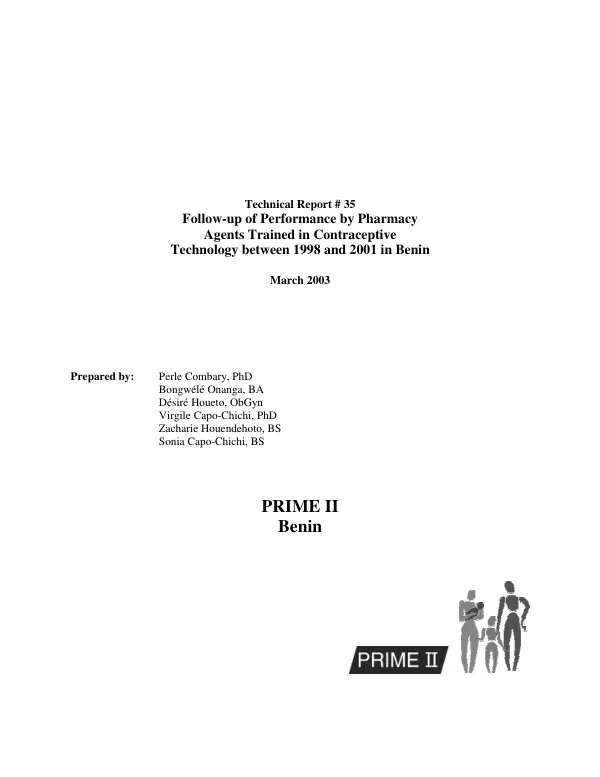 Follow-up of performance by pharmacy agents trained in contraceptive technology between 1998 and 2001 in Benin