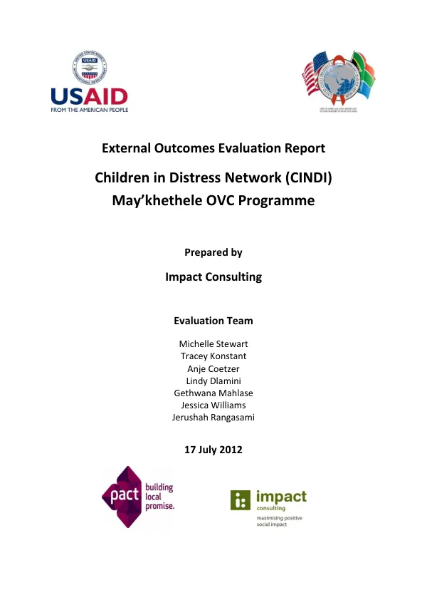 Children in Distress Network (CINDI) May'khethele OVC programme : external outcomes evaluation report