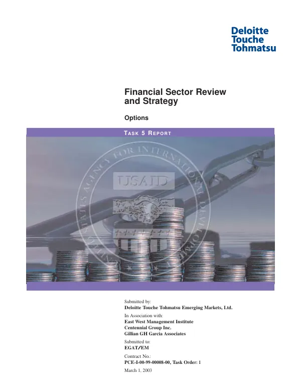 Financial sector review and strategy : options -- task 5 report