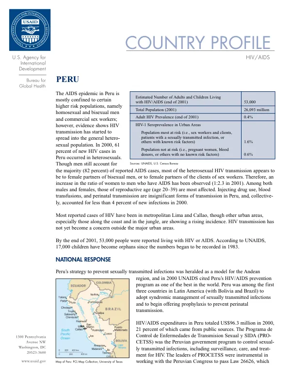 Country profile : HIV/AIDS -- Peru