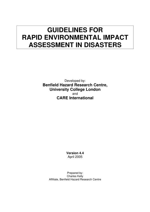 Guidelines for rapid environmental impact assessment in disasters