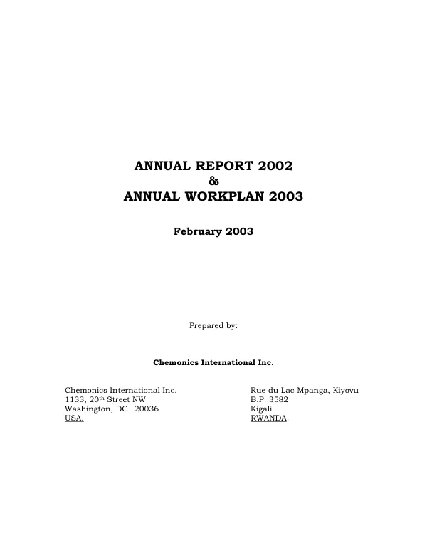 Annual report 2002 & annual work plan 2003