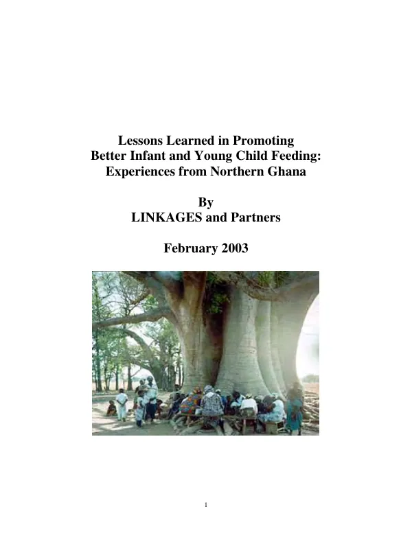 Lessons learned in promoting better infant and young child feeding : experiences from Northern Ghana