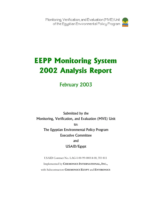 EEPP monitoring system : 2002 analysis report