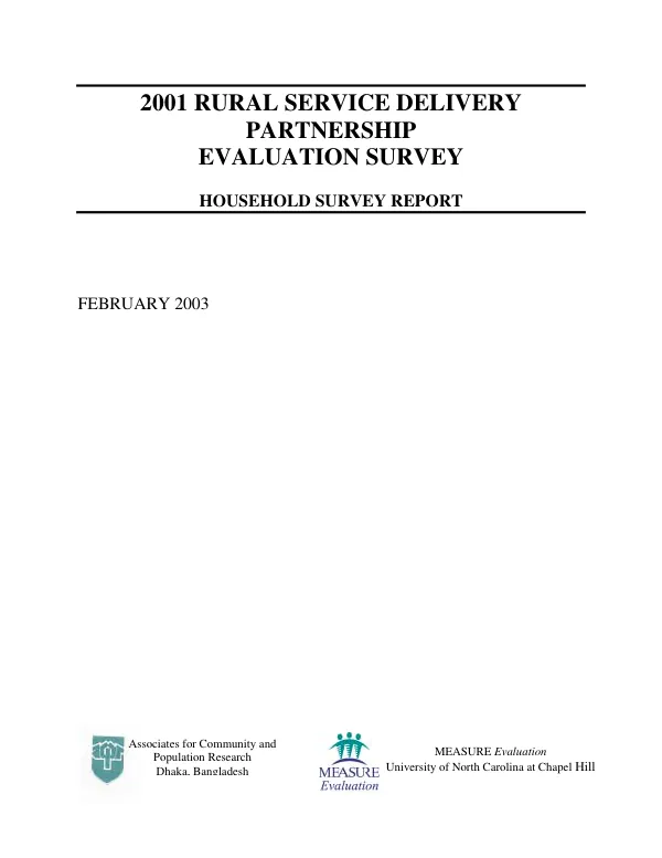2001 rural service delivery partnership [RSDP] evaluation survey : household survey report