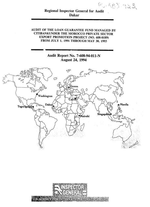 Audit of the loan guarantee fund managed by Citibank under the Morocco private sector export promotion project (no. 608-0189) from July 1, 1991 through May 30, 1993