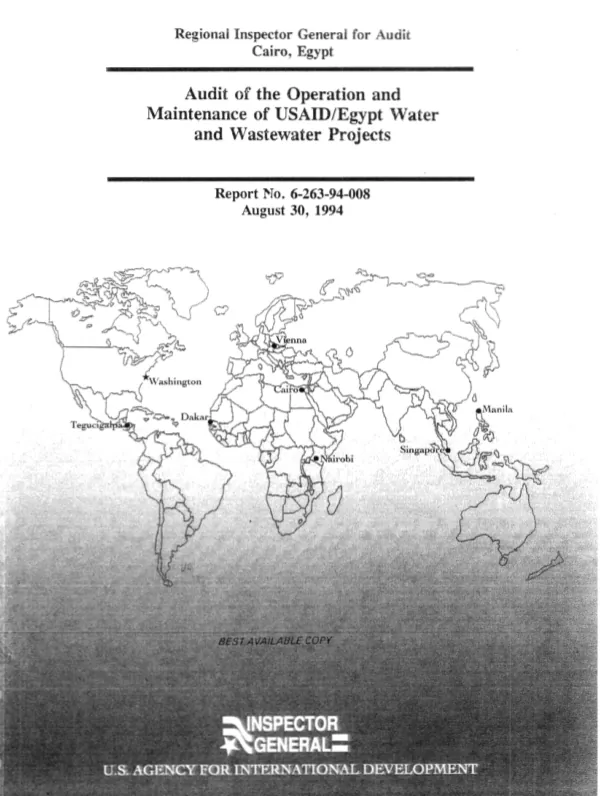 Audit of the operation and maintenance of USAID/Egypt water and wastewater projects