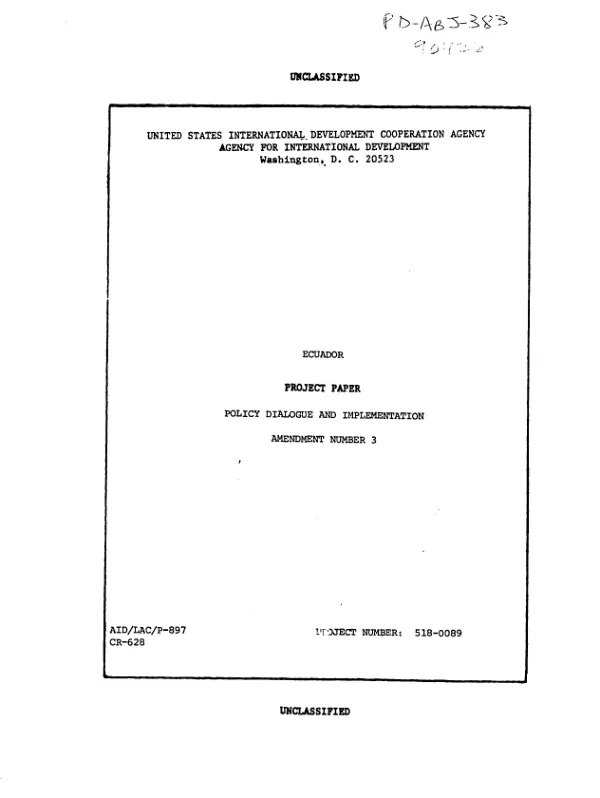 Policy dialogue and implementation : amendment no. 3