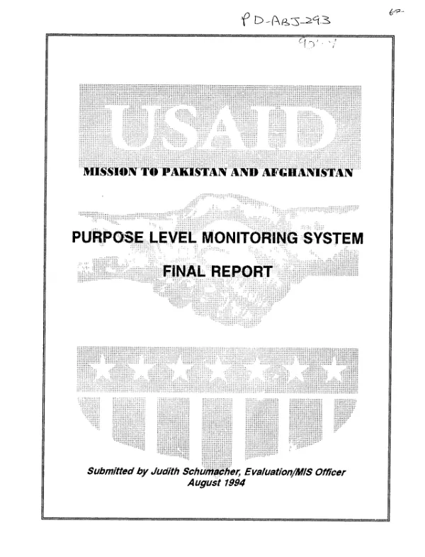 USAID mission to Pakistan and Afghanistan : purpose level monitoring [PLM] system -- final report