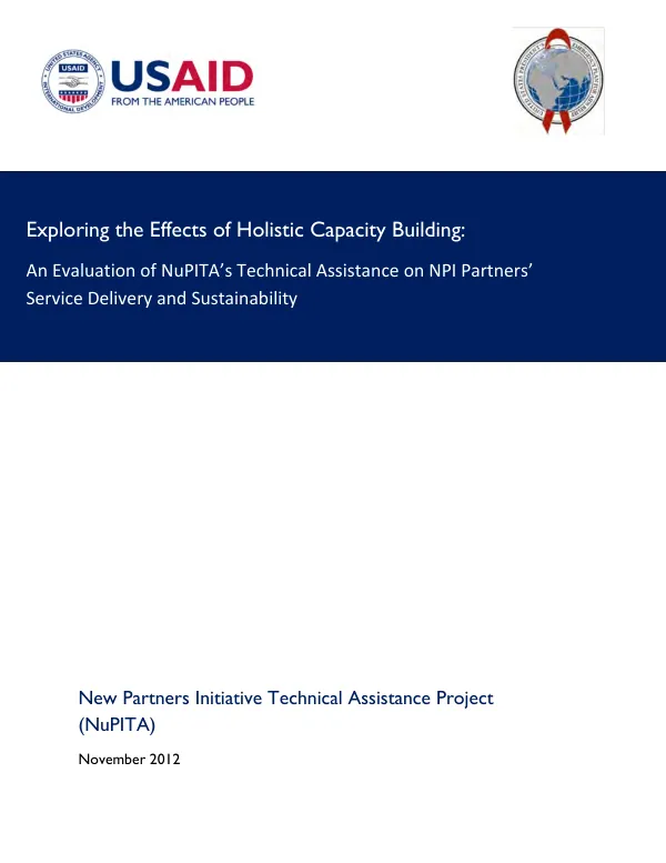 Exploring the effects of holistic capacity building : an evaluation of NuPITA's technical assistance on NPI partners' service delivery and sustainability