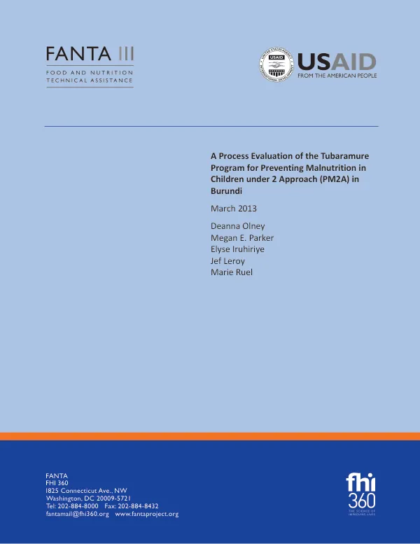 A process evaluation of the tubaramure program for preventing malnutrition in children under 2 approach (PM2A) in Burundi
