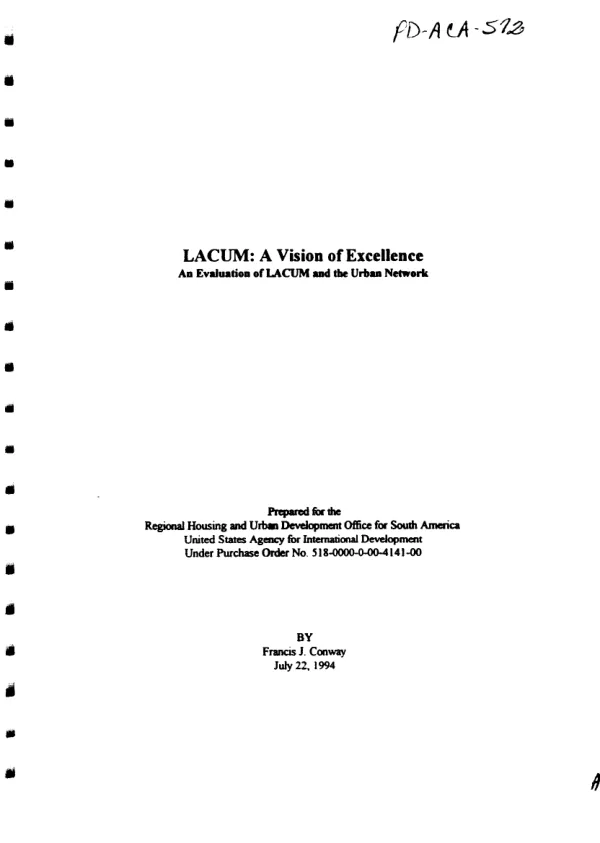 LACUM [Latin American Center for Urban Management] : a vision of excellence -- an evaluation of LACUM and the urban network