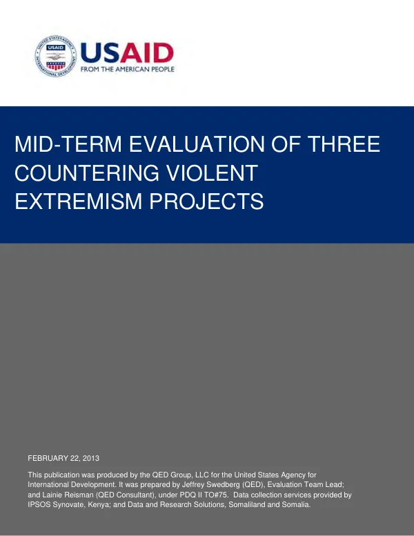Mid-term evaluation of three countering violent extremism projects