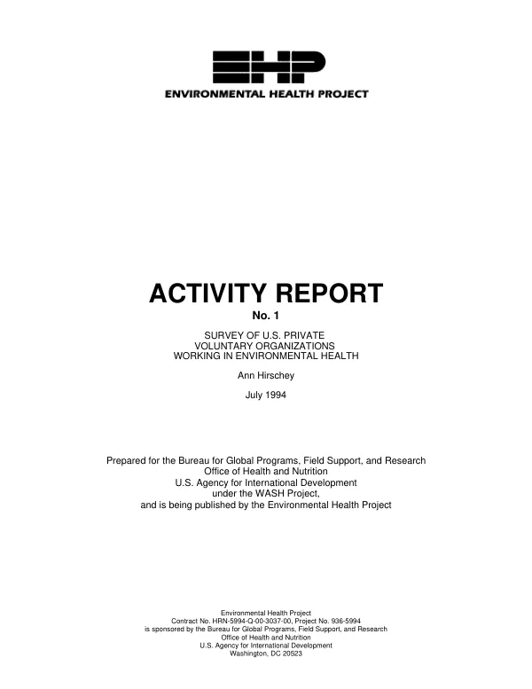Survey of U.S. private voluntary organizations working in environmental health