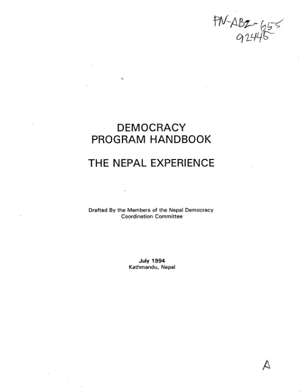 Democracy program handbook : the Nepal experience