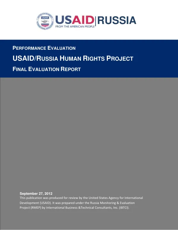 USAID/Russia human rights project : "I've got rights: mainstreaming human, social, and civil rights" : final evaluation report