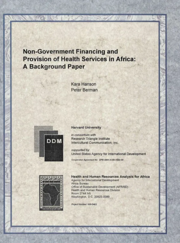 Non-government financing and provision of health services in Africa : a background paper