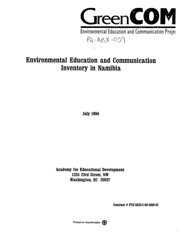 Environmental education and communication inventory in Namibia