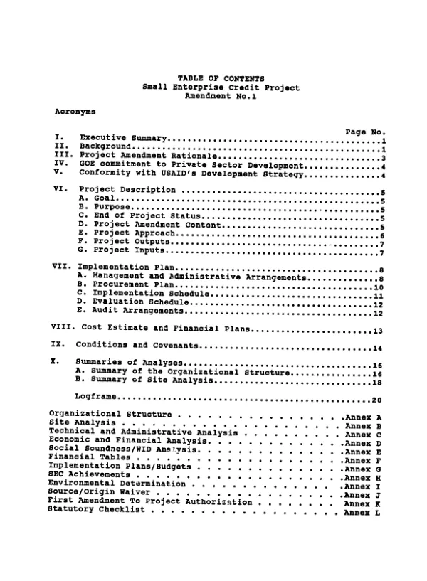 Small enterprise credit : amendment no. 1