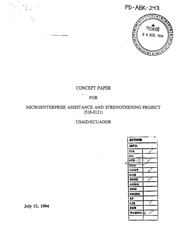 Concept paper for microenterprise assistance and strengthening project (518-0121) : USAID/Ecuador