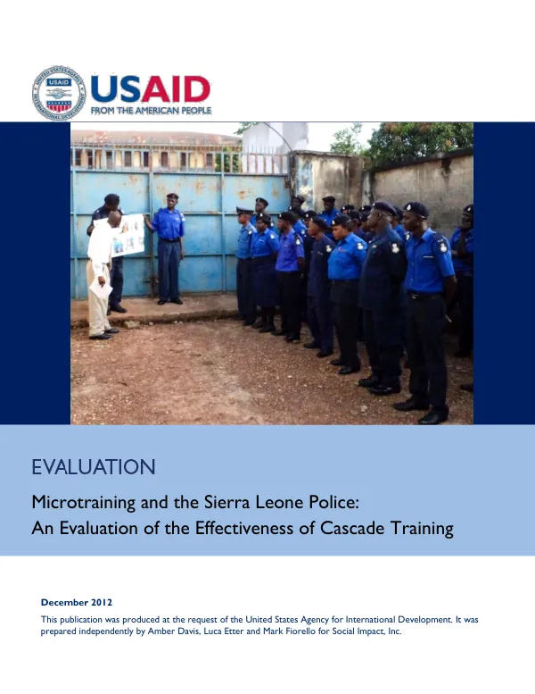 Microtraining and the Sierra Leone police : an evaluation of the effectiveness of cascade training