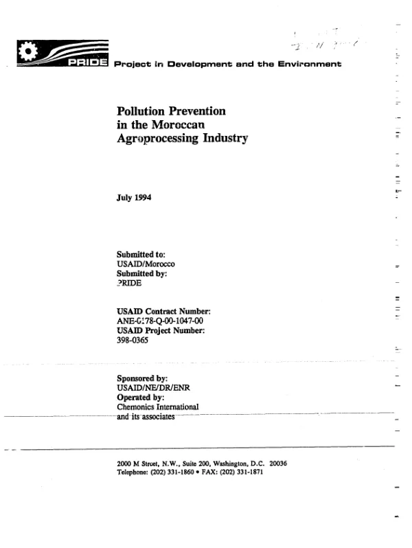 Pollution prevention in the Moroccan agroprocessing industry