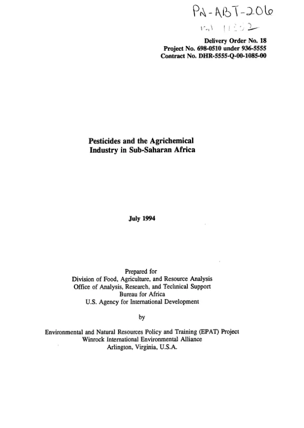 Pesticides and the agrichemical industry in sub-Saharan Africa