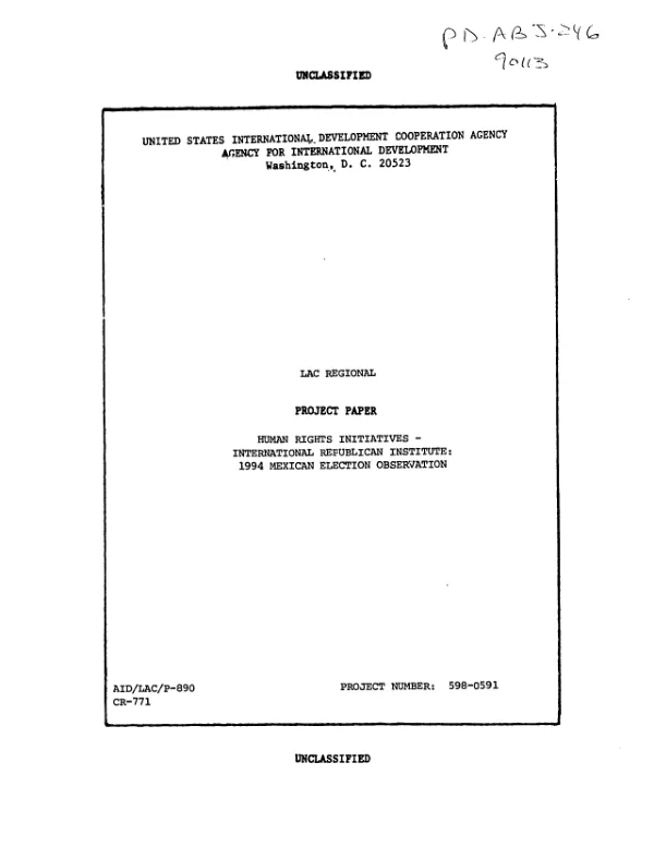 Human rights initiatives -- International Republican Institute : 1994 Mexican election observation [: amendment]