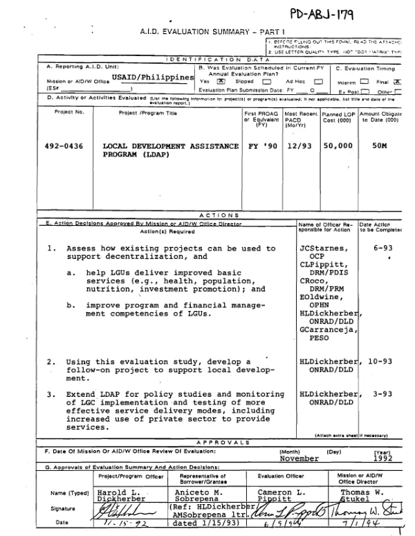 Local development assistance program (LDAP)