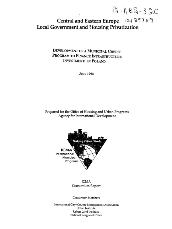 Development of a municipal credit program to finance infrastructure investments in Poland