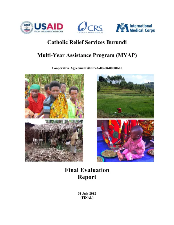 Catholic Relief Services Burundi multi-year assistance program (MYAP), cooperative agreement #FFP-A-00-08-00080-00 : final evaluation report
