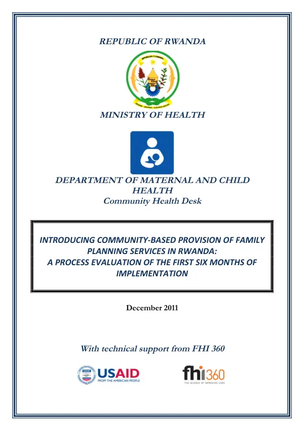 Introducing community-based provision of family planning services in Rwanda : a process evaluation of the first six months of implementation