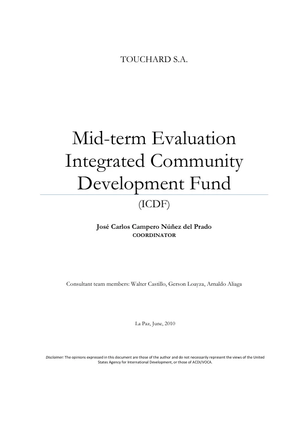 Mid-term evaluation : Integrated Community Development Fund (ICDF)