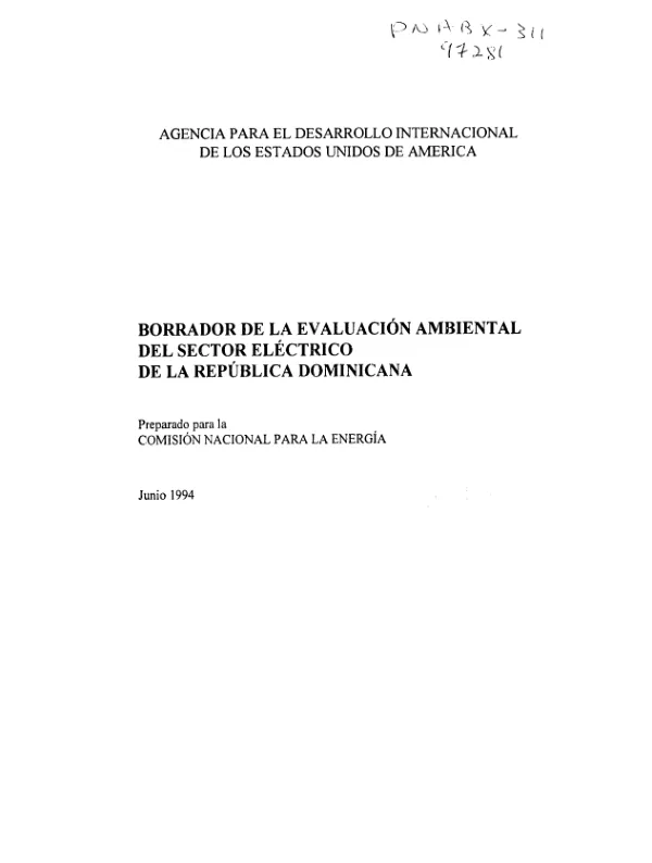 Borrador de la evaluacion ambiental del sector electrico de la Republica Dominicana
