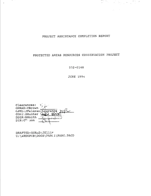 Project assistance completion report : protected areas resources conservation project