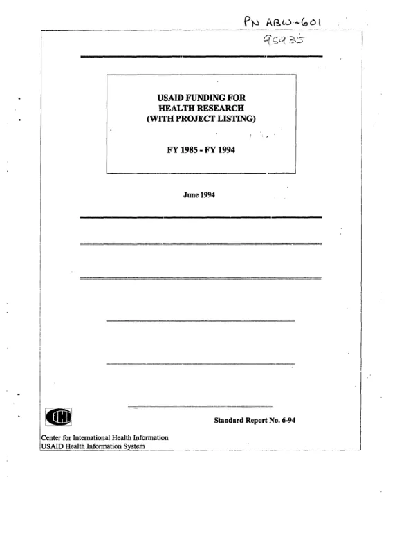 USAID funding for health research (with project listing), FY 1985-FY 1994