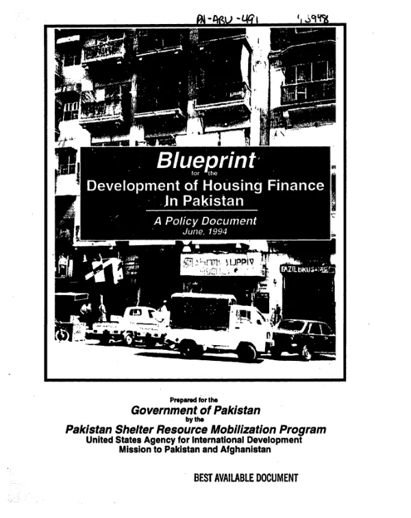 Blueprint for the development of housing finance in Pakistan : a policy document