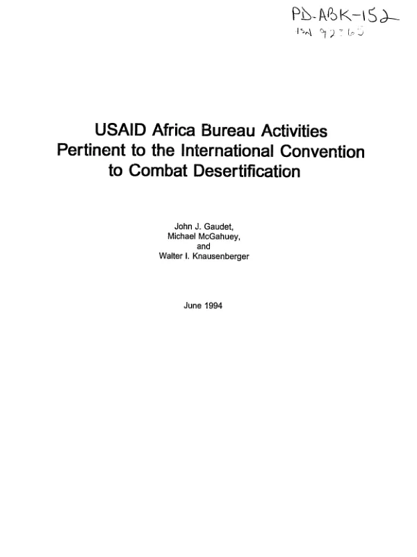 USAID Africa Bureau activities pertinent to the international convention to combat desertification
