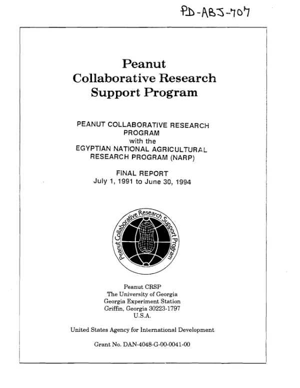 Peanut collaborative research support program : peanut collaborative research program with the Egyptian National Agricultural Research Program (NARP) -- final report, July 1, 1991 to June 30, 1994
