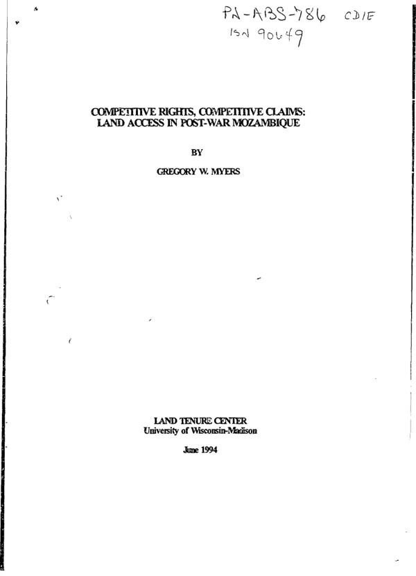 Competitive rights, competitive claims : land access in post-war Mozambique