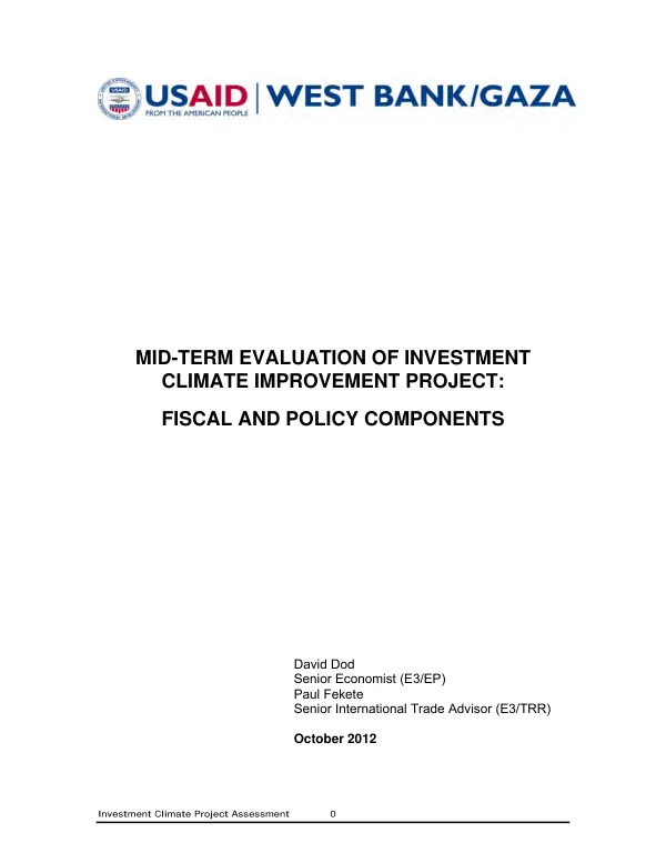 Mid-term evaluation of investment climate improvement project : fiscal and policy components