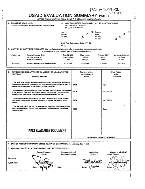 Fiscal administration project (FAP)