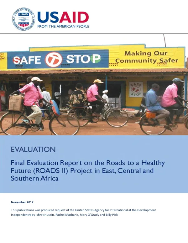 Final evaluation report on the roads to a healthy future (ROADS II) project in East, Central and Southern Africa