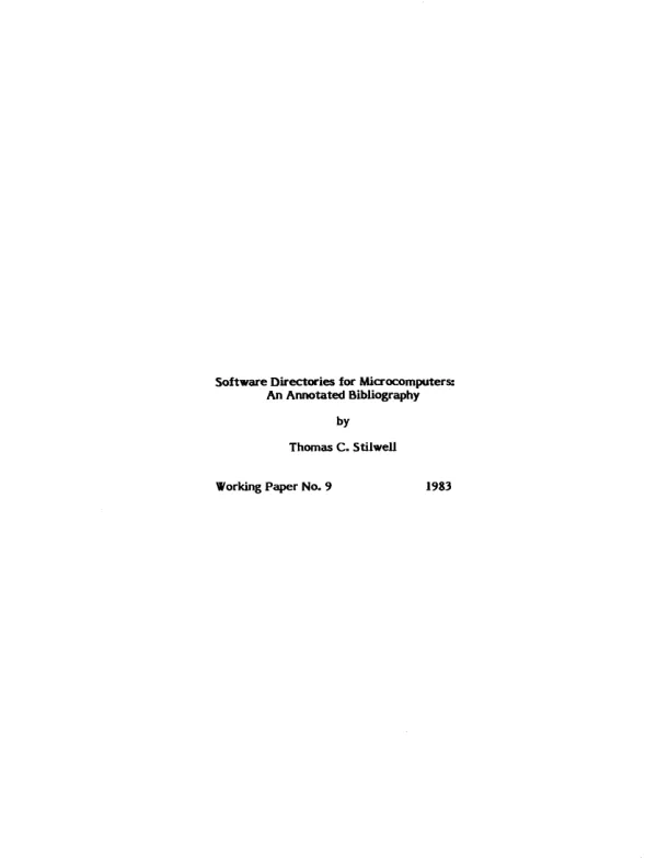 Software directories for microcomputers : an annotated bibliography
